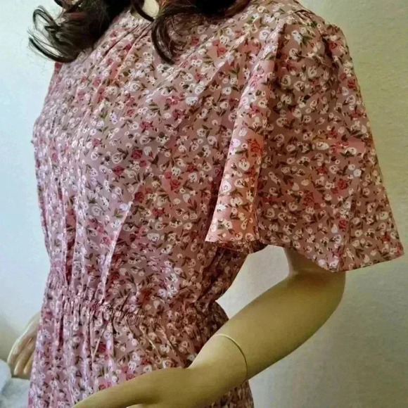 FLORAL DRESS WISHLIST DITSY  HANDKERCHIEF MAUVE MEDIUM - Picture 5 of 11